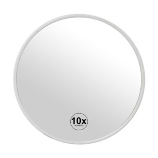 Espejo Ventosas 10 Aumentos Metal Blanco De Baño Ø15x1,5cm