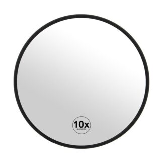 Espejo Ventosas 10 Aumentos Metal Negro De Baño Ø15x1,5cm