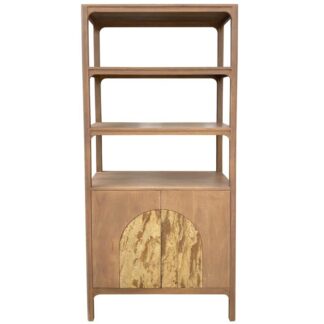 Estanteria Madera Mango C/piedra 3 Estantes 2 Puertas 90x43x195cm