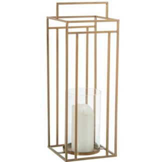 Farol Portavelas Metal Dorado 18x18x50cm