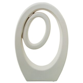 Figura Abstracta Ceramica 34cm Crema Rugosa 22x9x34cm