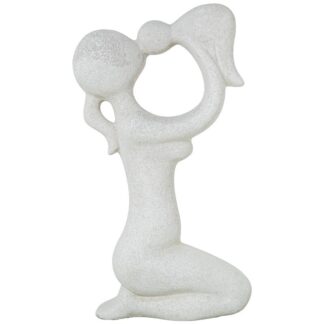 Figura Cerámica 40cm Mujer C/bebe Gris Arena 20x10x40cm