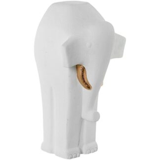 Figura Cerámica Elefante 46cm Blanco Colmillos Oro 27x25x46cm