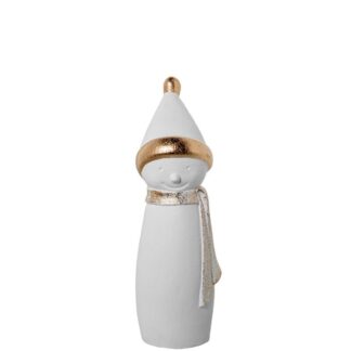 Figura Cerámica Muñeco De Nieve 42cm Blanco/oro Ø14x42cm
