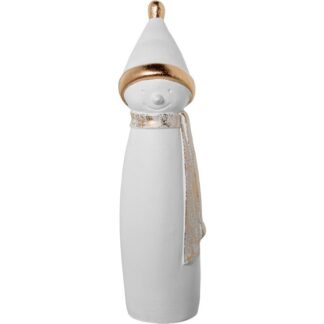 Figura Cerámica Muñeco De Nieve 55cm Blanco/oro Ø15x55cm