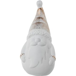 Figura Cerámica Papa Noel 40cm Blanco/oro Ø18x40cm