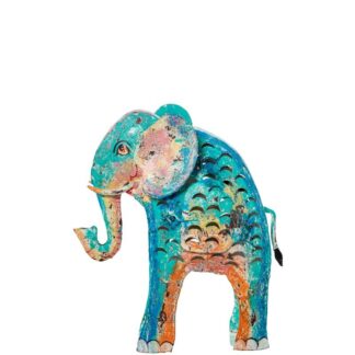 Figura Elefante Hierro 42cm Azul 32x12x42 Cm
