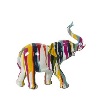 Figura Elefante Resina Grafiti Multicolor 24x9x20cm