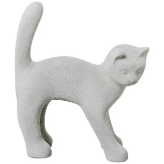 Figura Gato 34cm Cerámica Gris Arena 30x12x34cm