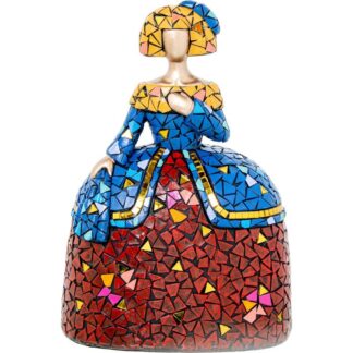 Figura Menina 22cm Resina Mosaico Colores 16x11x22cm