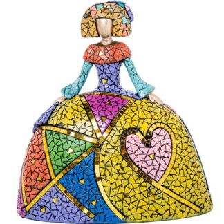 Figura Menina 28cm Resina Mosaico Colores 27x15x28cm