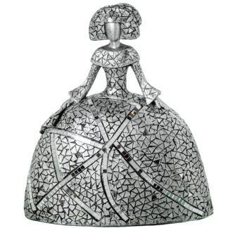 Figura Menina 28cm Resina Plateada 27x15x28cm