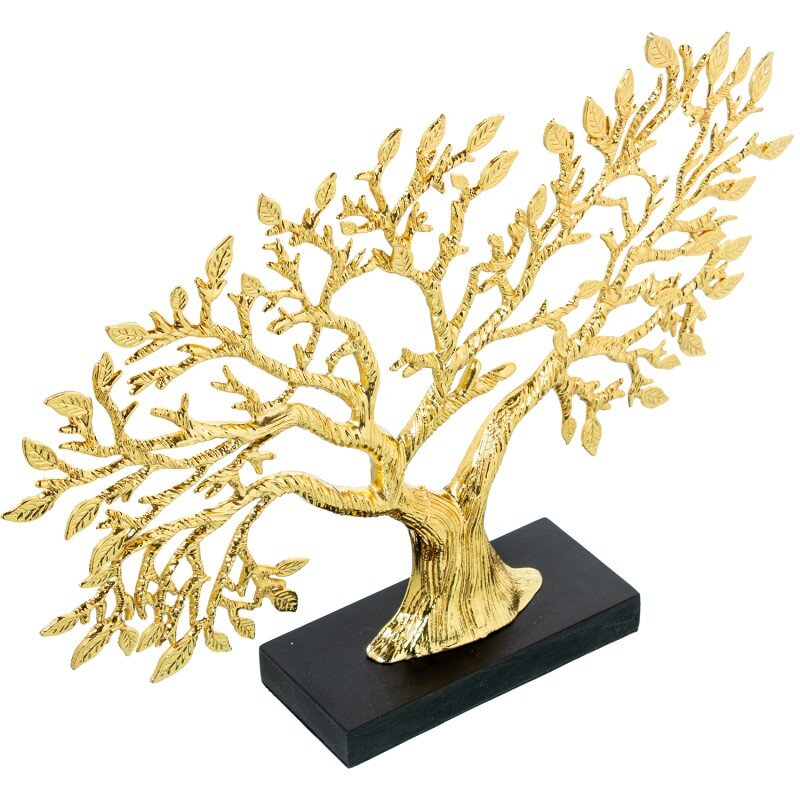 Figura Metal Árbol Dorado C/bae Madera Negro 38x7x28cm - Image 2