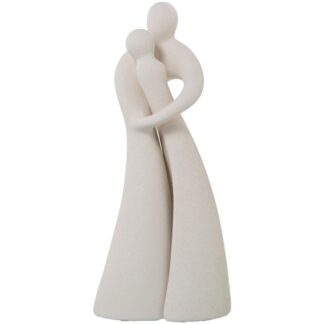 Figura Pareja Cerámica Beige Arena 18x13x40cm