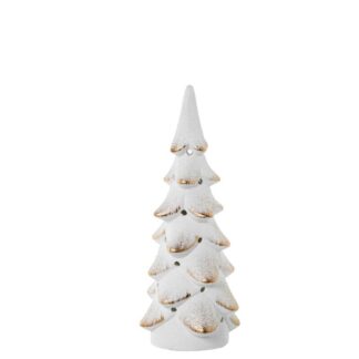 Figura Portavelas Cerámica Pino 35cm Blanco/oro Ø13x35cm