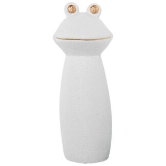 Figura Rana Ceramica 40cm Blanco/oro Acabado Arena 16x40cm