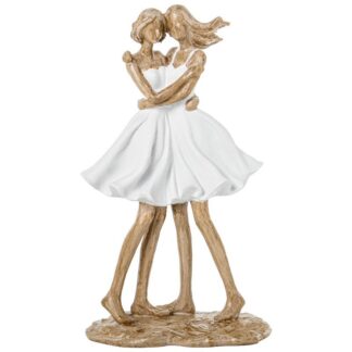 Figura Resina Amigas Blanca/beige 14x7,5x25cm