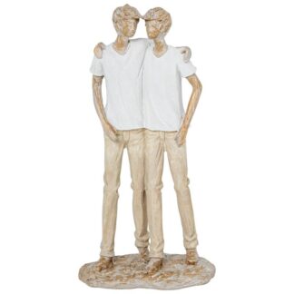 Figura Resina Amigos Blanca/beige 12,5x7,5x25,5cm