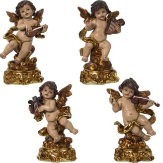 Figura Resina Ángel Músico C/peana 13x10x20cm Aprox.