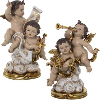 Figura Resina Ángeles Músicos C/peana 16x12x25cm Aprox.