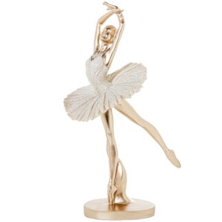 Figura Resina Bailarina Beige Arena/dorado 14x11x25,5cm