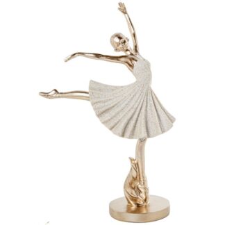 Figura Resina Bailarina Beige Arena/dorado 17,5x10x28,5cm