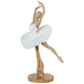Figura Resina Bailarina Blanca/beige 14x11x25,5cm
