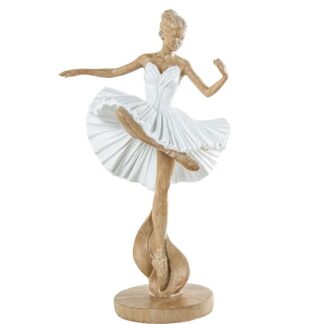 Figura Resina Bailarina Blanca/beige 14x9x25cm