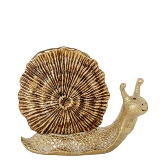 Figura Resina Caracol Dorada 21,5x8x17,5cm