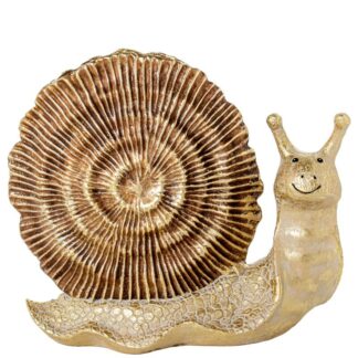 Figura Resina Caracol Dorada 29x12x24,5cm