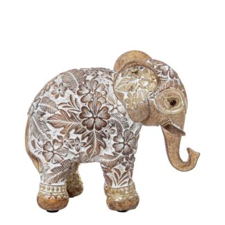 Figura Resina Elefante Blanca/dorada 14x6x12,5cm