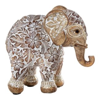 Figura Resina Elefante Blanca/dorada 16,5x7,5x16cm