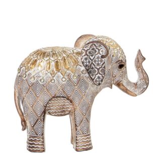 Figura Resina Elefante Blanca/dorada 20x7,5x16,5cm