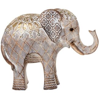Figura Resina Elefante Blanca/dorada 24,5x8,5x19,5cm