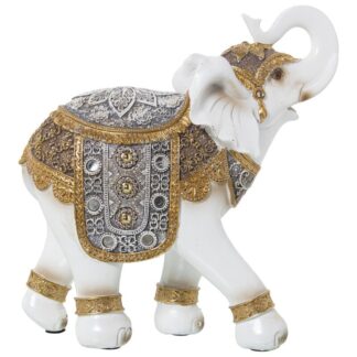 Figura Resina Elefante Blanco/dorado 24x11x25cm