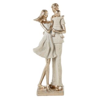 Figura Resina Familia Beige Arena/dorado 10x7x26cm
