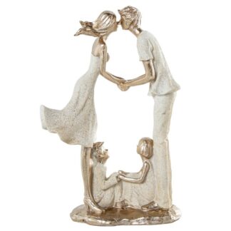 Figura Resina Familia Beige Arena/dorado 16x8x24,5cm