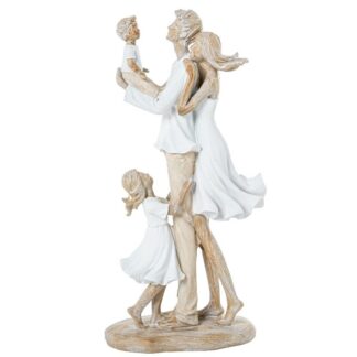 Figura Resina Familia Blanca/beige 13x7,5x25,5cm