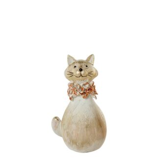 Figura Resina Gato Blanca/dorada 8x8x13,5cm