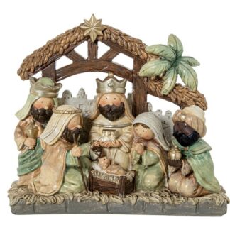 Figura Resina Nacimiento C/reyes Magos 19x7x17cm
