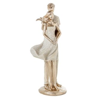 Figura Resina Pareja Beige Arena/dorado 11x8,5x25,5cm