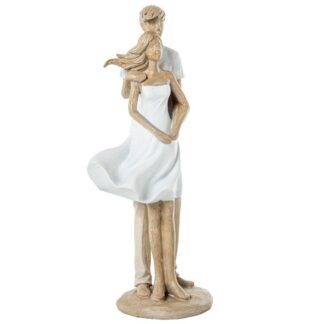 Figura Resina Pareja Blanca/beige 11x8,5x25,5cm