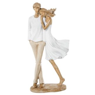 Figura Resina Pareja Blanca/beige 12,5x7,5x26,5cm