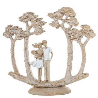 Figura Resina Pareja C/palmeras Blanca/beige 26x7x24,5cm