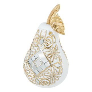 Figura Resina Pera Blanca/dorada 8,5x8,5x16cm