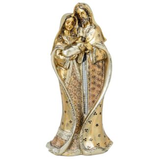 Figura Resina Sagrada Familia Dorada 17x11,5x37cm