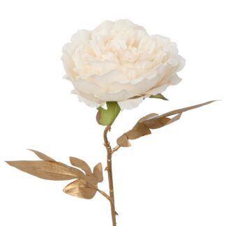 Flor Crema Con Tallo Dorado 52cm