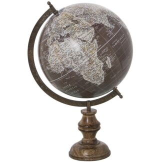 Globo Terráqueo Ø25cm Marrón/blanco Metal/madera Sobremesa Ø25x43cm Base:ø11,5cm
