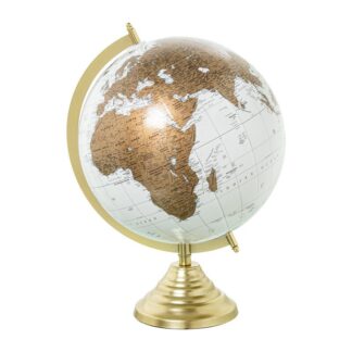 Globo Terraqueo Metal Blanco/dorado 20.5x16x29cm