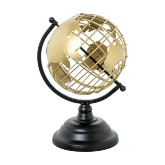 Globo Terraqueo Metal Hueco Dorado 18x16x27cm